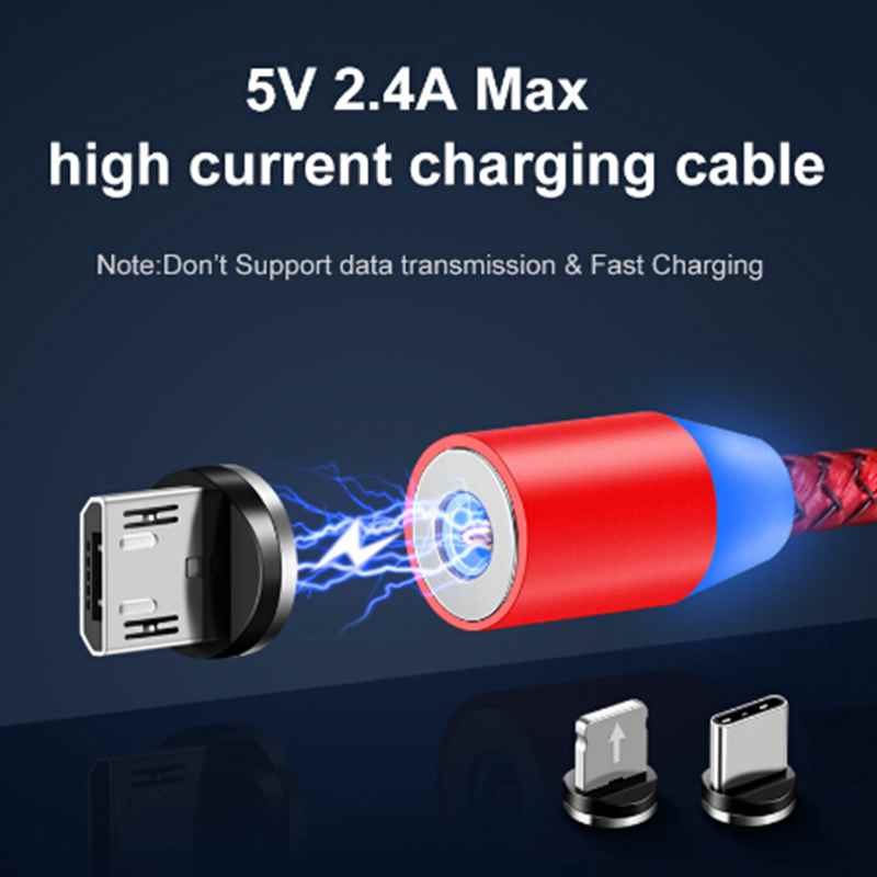 Sindvor 1M LED Magnetic Cable & Micro USB Cable & USB Type C Cable Nylon Braided Type-C Magnet Charger Cable for iPhone Xs Max