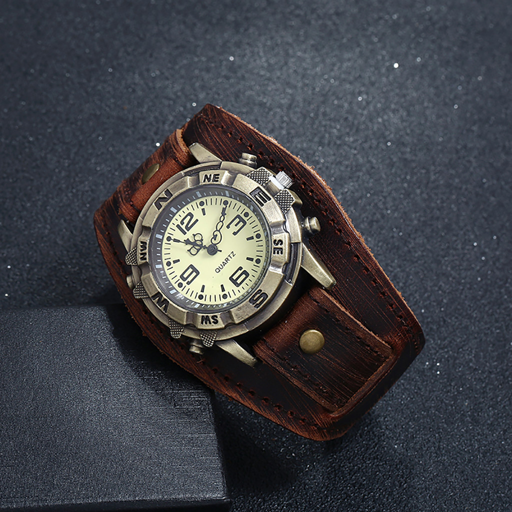 Herren-Punk-retro-Armbanduhr, schlicht, modisch, mit Dornschließe, Lederuhr, Herren-Armbanduhr, часы Petro), Erkek Kol Saati 2023,