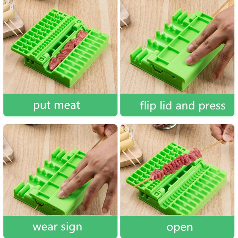 Manual Sign Meat Wearer Vegetables Food String Grill Multi Skewers Kebab Maker Barbecue Stringer Outdoor BBQ Lazy Gadget