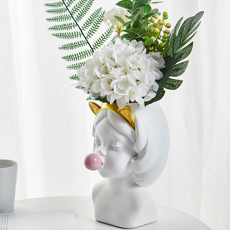 Y. DSHH Grote Creatieve Nordic Stijl Hars Bloem Vaas Decoratie Thuis Decoratieve Vazen Voor Bloemen Pot Vintage Tafel Vaas Leuke Meisje