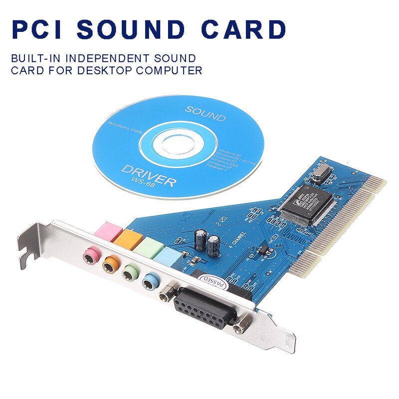 POHIKS 1pc 3D Stereo PCI Port Audio Card Internal Sound Cards With CD Driver For Desktop PC Computer