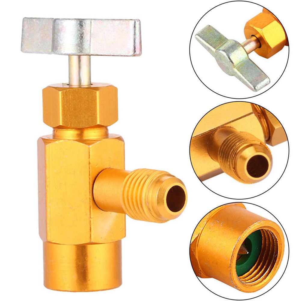 Grifo de botella refrigerante R134A, Conector de abrelatas, válvula de rosca 1/4 SAE: Default Title