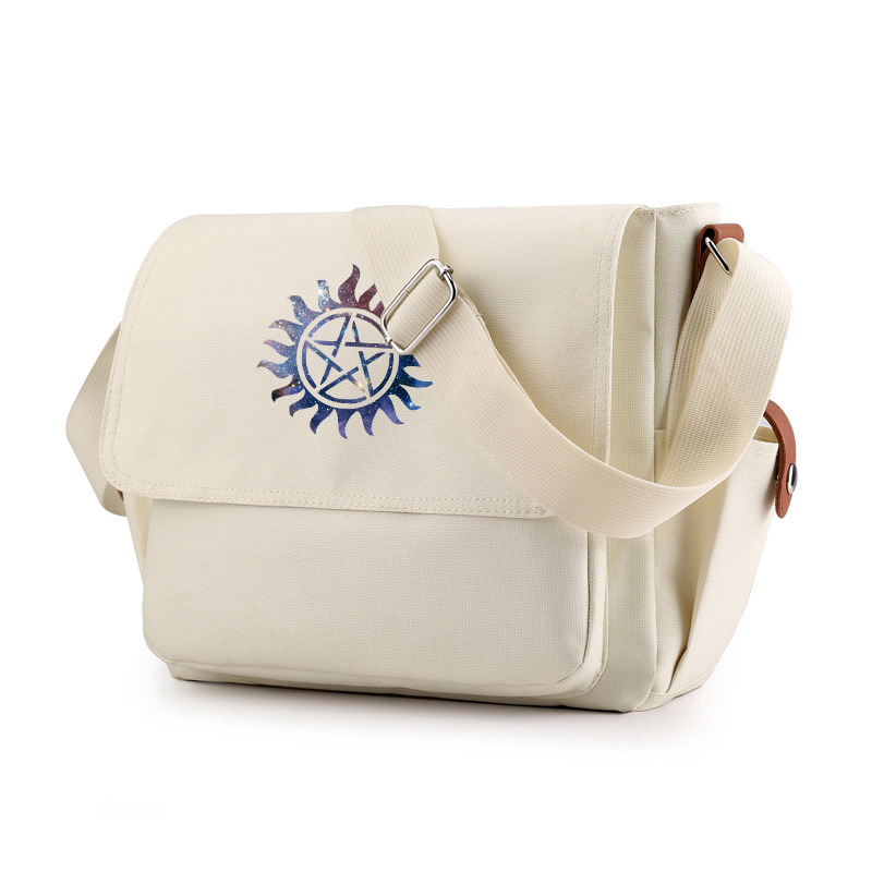 Supernatural Casual Messenger Bag School Shoulder Bag For Students Children Teenager Vintage Canvas Crossbody Bag: Gold