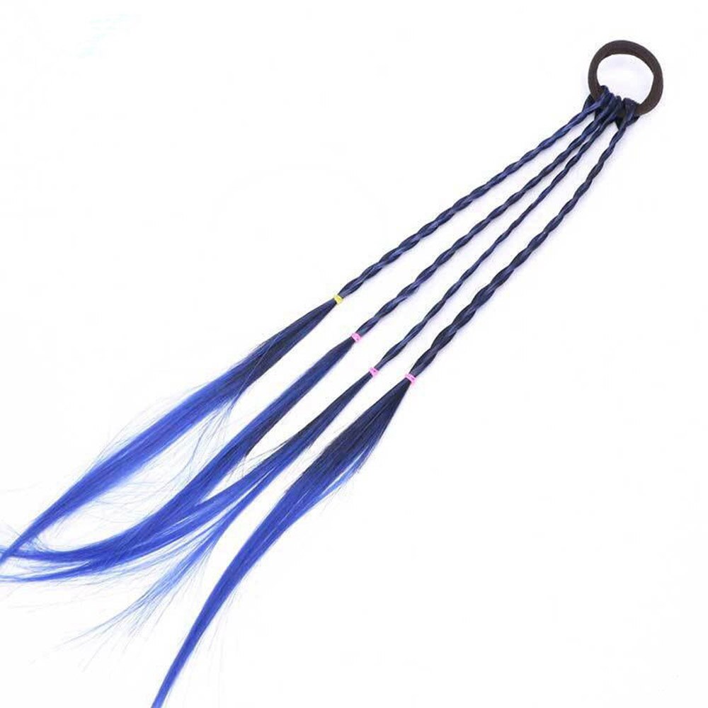 Headband Girls Twist Braid Rope Simple Rubber Band Hair Accessories Kids Wig Hair Band With Wig Colorful Wig Styling Headdress: blue
