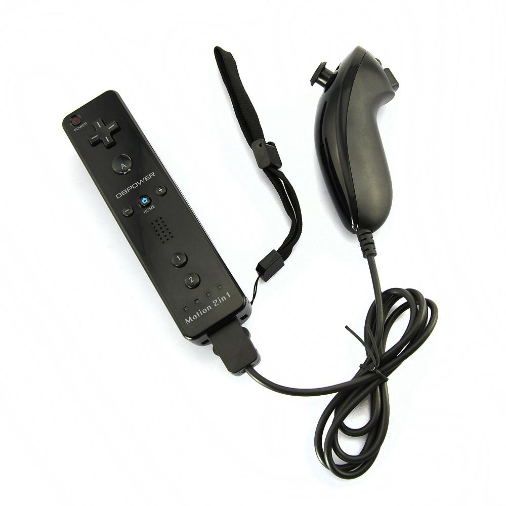 ViGRAND 1pcs Black Wireless Remote Controller For Nentendo Wii with Built in Motion Plus Remote and Nunchuk
