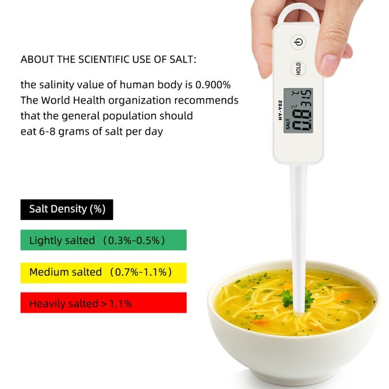 Salinity Meter Food Brine Salinity Kitchen Soup Cooked Food Mariculture Digital