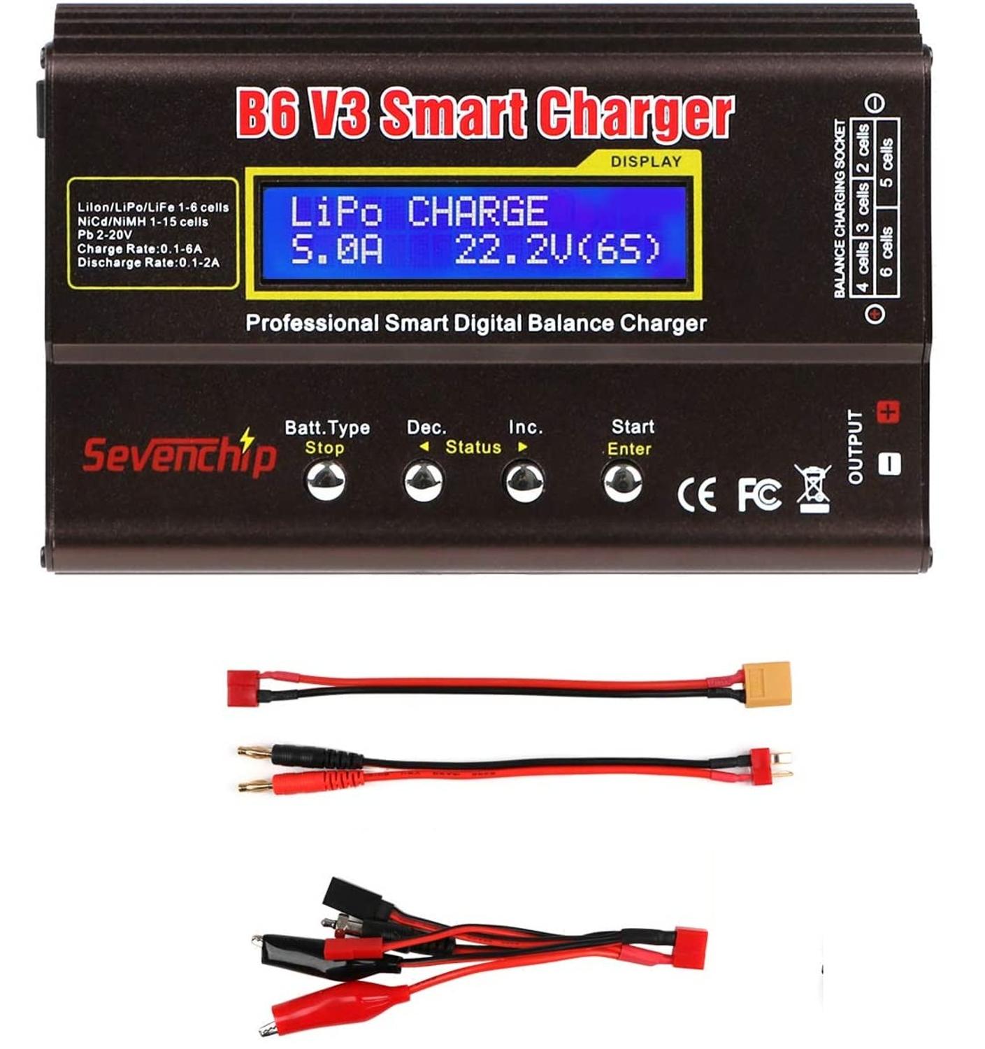 MAX B6 V3 80W Lipo Battery Balance Charger/Discharger With 12V 5A AC Adapter For LiHV LiIonLiFe NiCd NiMH PB Battery: Blue / EU