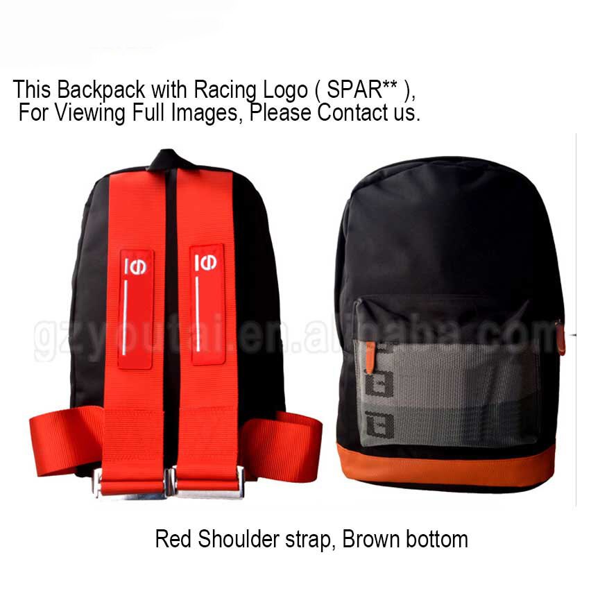 JDM Racing Style Bride Fabric Backpack Bride Seats Fabric Material Backpack Bag: BrownRedSP