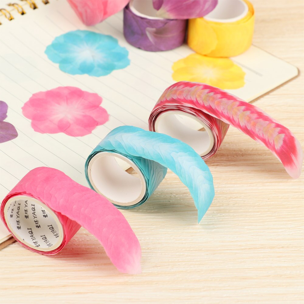 200Pcs/Roll Sakura Marking Tape Flower Petals Paper Tape Decorative Masking Tape Sticky Paper Scrapbooking Diary Paper Stickers