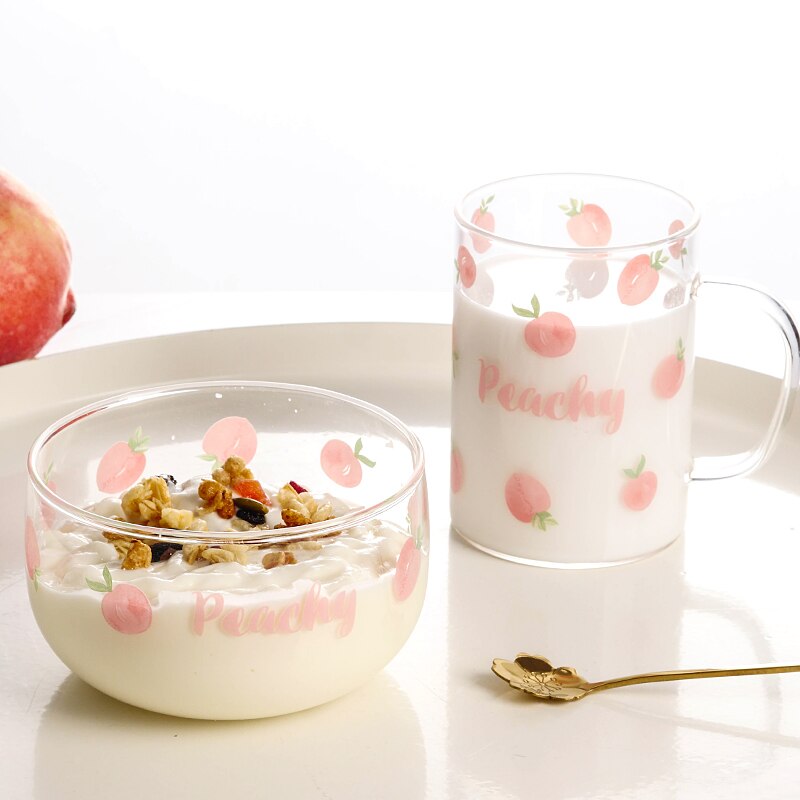 Rosa Glasskål - Nordisk Stil Rund - Stor Kaffe Øl Vin Glassett AC50GC