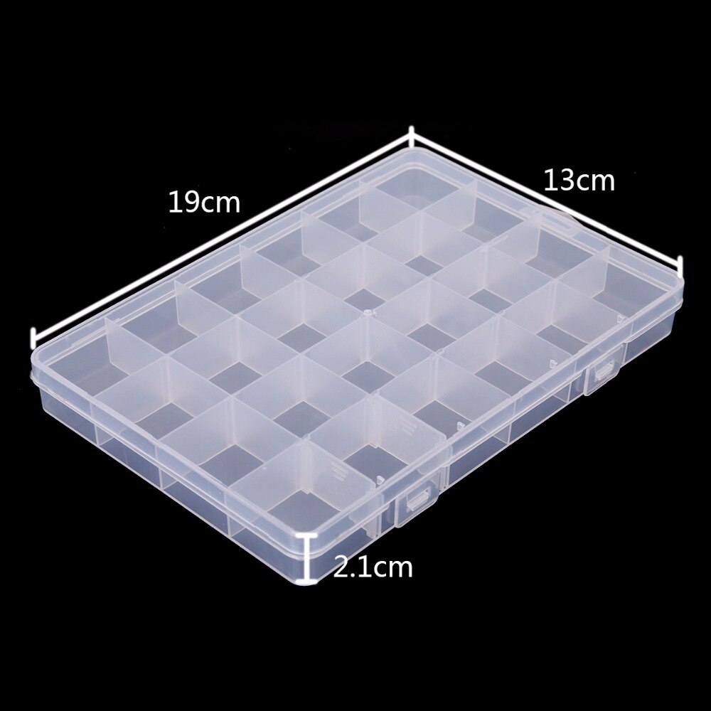 19x13x2.1 cm 24 Slot Slots Draagtas Plastic Bead Nail Ring Opbergdoos 2 Slot Verstelbare voor Sieraden Doos