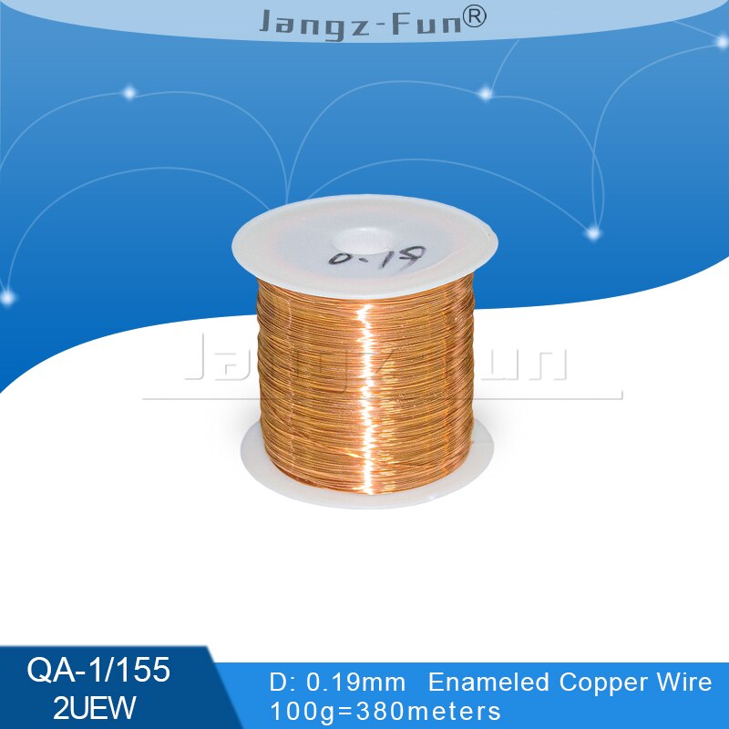 100g polyuretanemaljerad koppartråd lackerad diameter 0.1mm to 0.4mm qa -1/155 2 uew för transformatortrådbygel: 0.19mm 380 meter