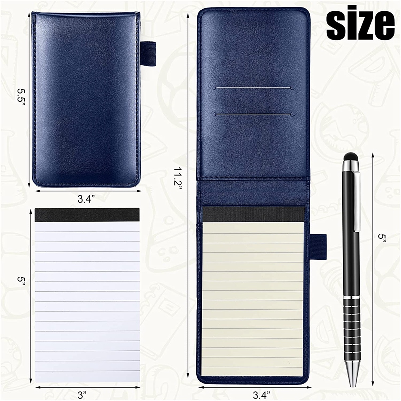 10 Pcs Notepad Holder Set, Mini Pocket Notepad Holder With 50 Lined Sheets, Metal Pen And 8 Pcs Memo Refills