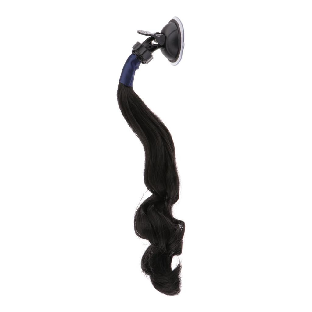 Motorcycle Hand-made Helmet Hair Wig Braids Ponytail DIY Helmet Mohawk Hair Motorcycle Helmet Wig Curly Hair For Motorbike Hemet: Black30cm