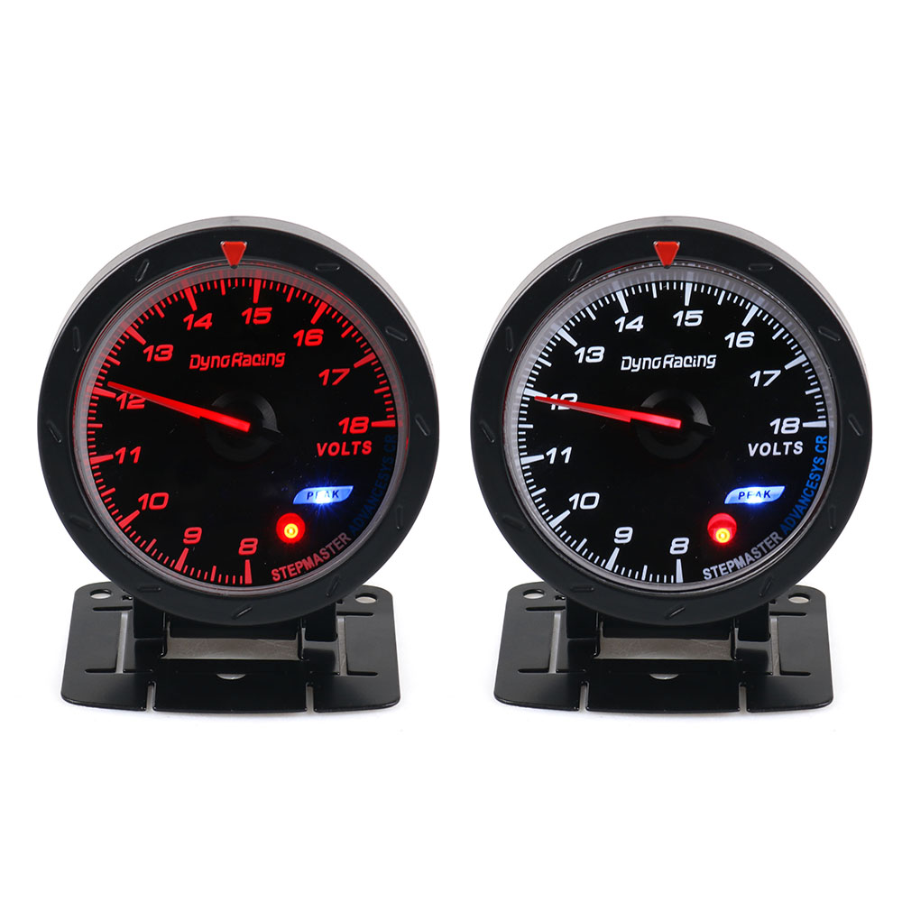 Dynoracing 60 MM Auto Voltmeter 8-18 V Spanning Gauge Rood & Wit Verlichting Volt Gauge Auto Meter Voor 12 V Auto BX101472