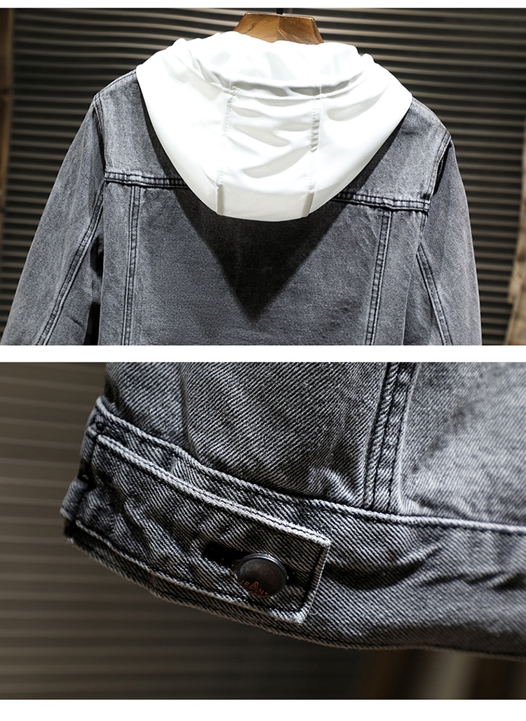 Winter denim jacket men's loose plus size denim tooling jacket