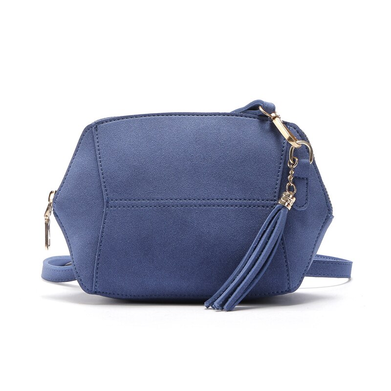 Vrouwen Schoudertassen Eenvoudige Frosted Kleuren Tassel Shell Shape Vrouwen Kleine Messenger Crossbody Tas Dames Rits Handtassen: Blauw