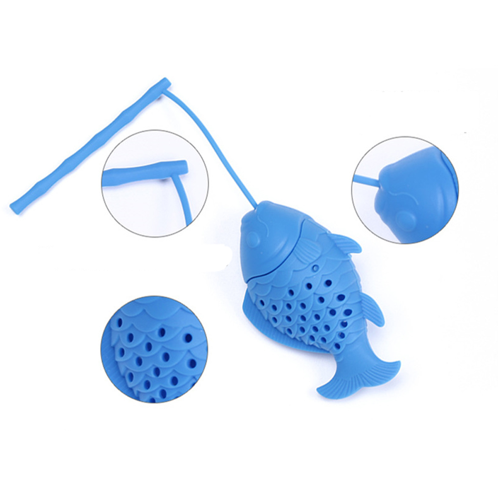 1 stk tebladssi silikone fiskeform infuser til teposer urtekrydderi filter diffuser tekande mini køkkentilbehør
