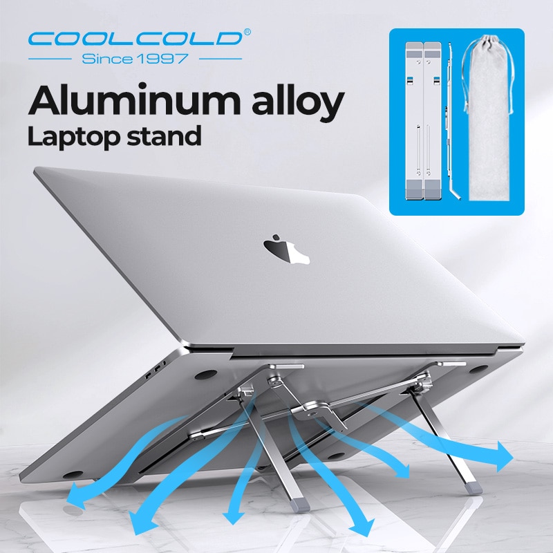 Coolcold Laptop Hoogte Verstelbare Aluminium Laptop Riser Houder Draagbare Ergonomische Notebook Te 17 Inch Voor Macbook Air Pro