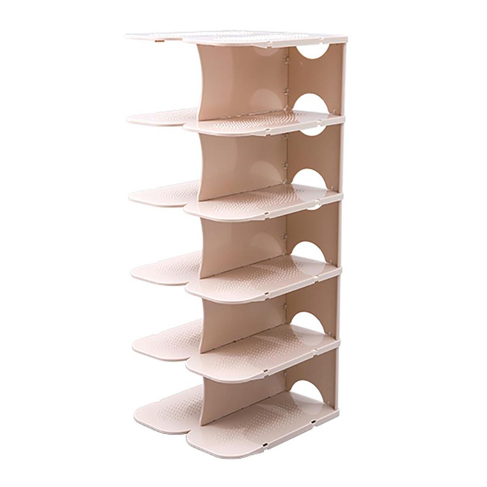 5 Layers Separatable Plastic Shoe Rack Shelf Shoe Organizer Furniture Shoes Storage Cabinets Bedroom Storage Shelf: Dark Khaki
