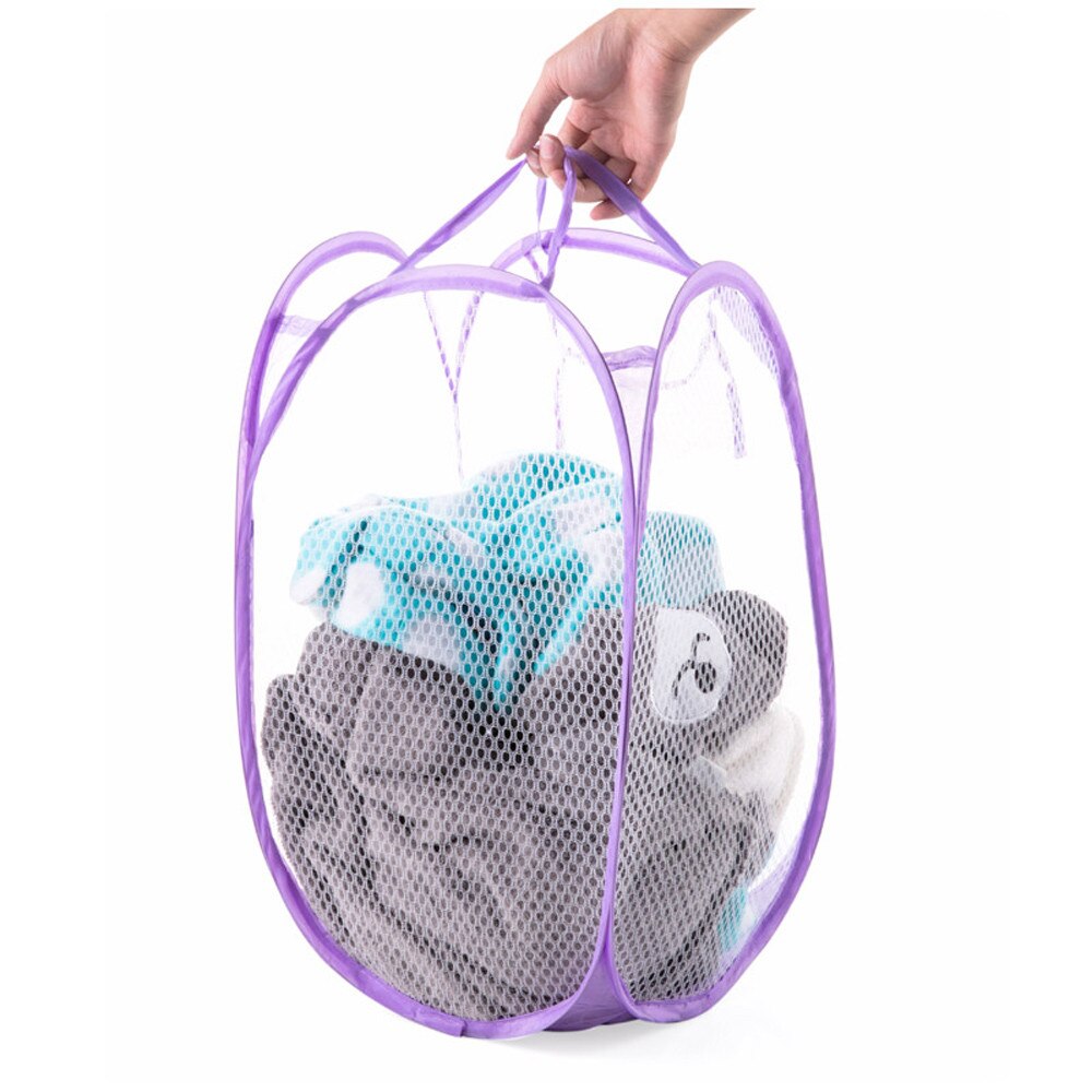 Laundry Bag Mesh Washing Foldable Laundry Basket Bag Bin Hamper Home Bathroom Storage Organizer Fold-able Cloth Washing Bag #25