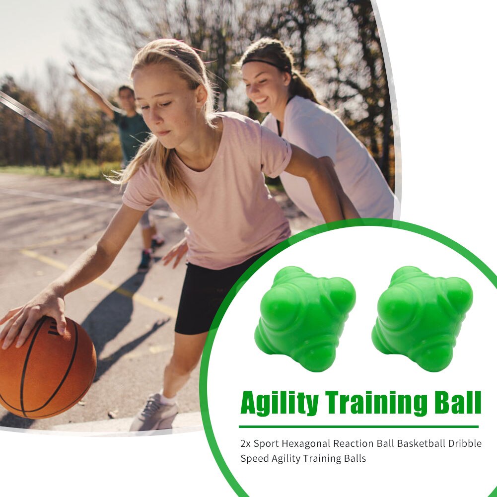 2pcs Sports Gym Fitness Exercise Hexagonal Reaction Ball Basketball Dribble Speed Agility Coordination Training Balls