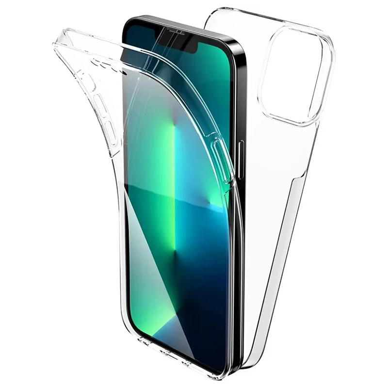 Funda de cuerpo completo para iPhone, carcasa transparente de silicona TPU de doble cara, suave, 360, 15, 14 Pro Max, 13, 12 Pro, 11 XS