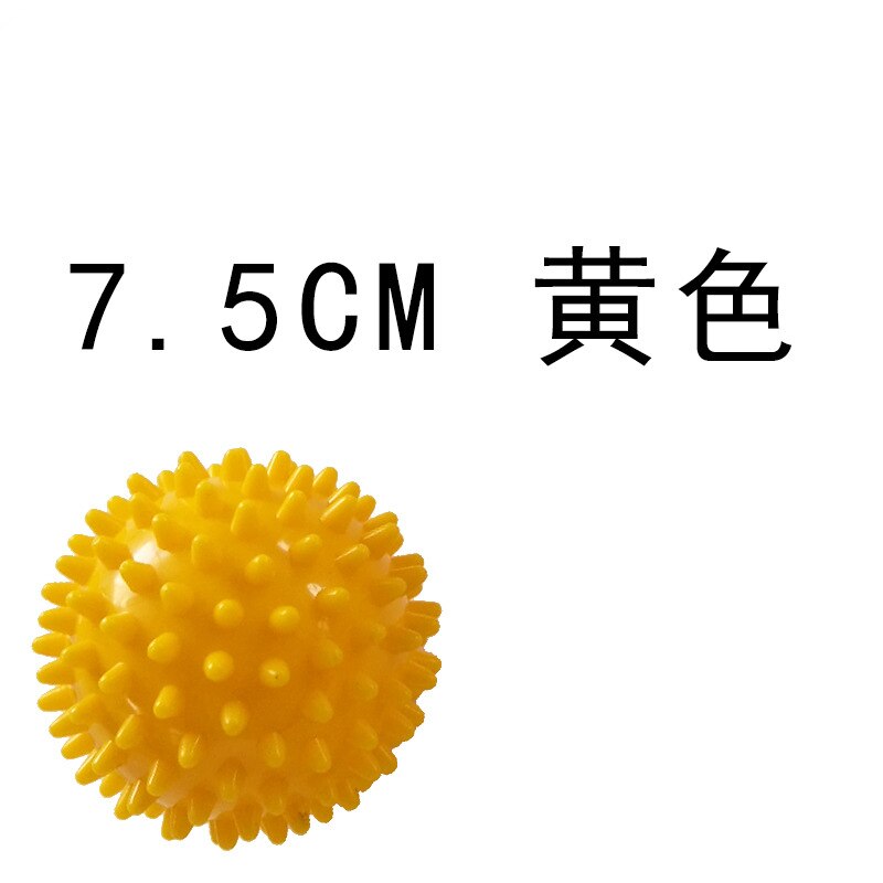 JUFIT 7.5CM/9.5CM PVC Massage Acupoint Grip Ball Point Nail Fascia Yoga BalL Body Building Ball Hedgehog Ball: Yellow7.5cm