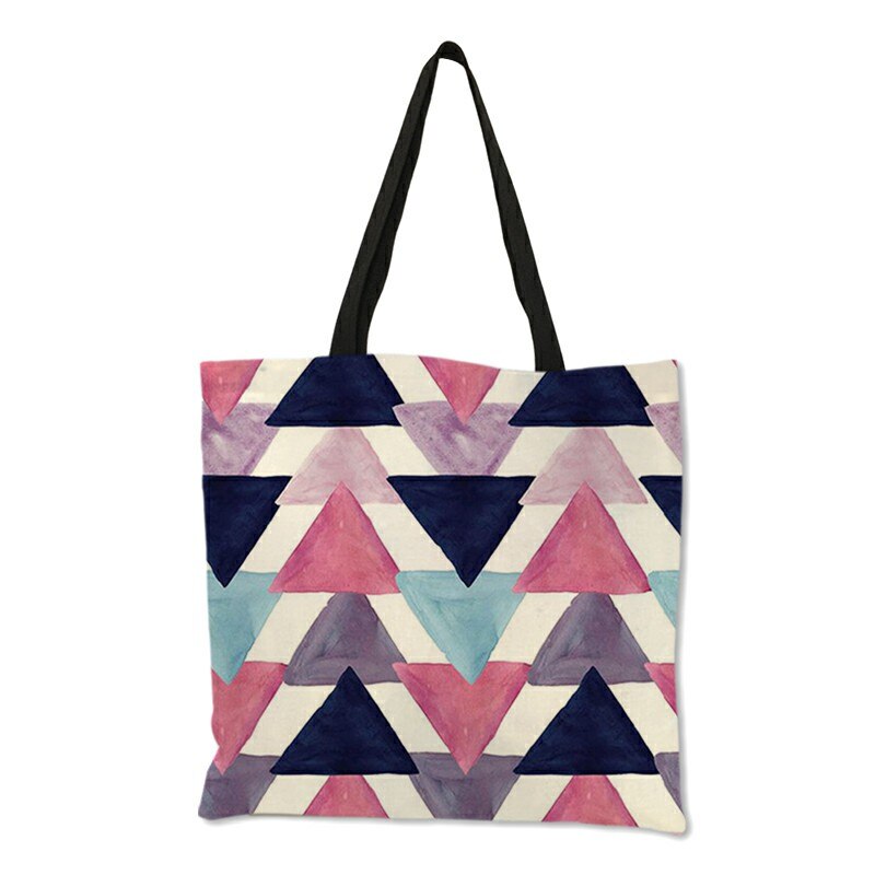 Tote Bag pieghevoli in lino Eco motivo geometrico Dot stampa foglia fresca per borse per la spesa femminili borsa di stoccaggio di grande capacità Bolsa