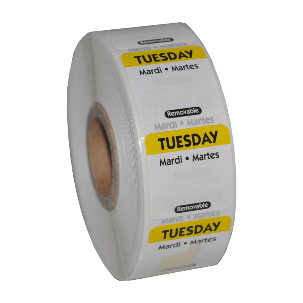 DaySpot HYDS-RL1x1 Each Day of Week Removable Labels 1"X1" Inch Date Stickers for Food Storage Rotation, 1000 labels/roll: Yellow
