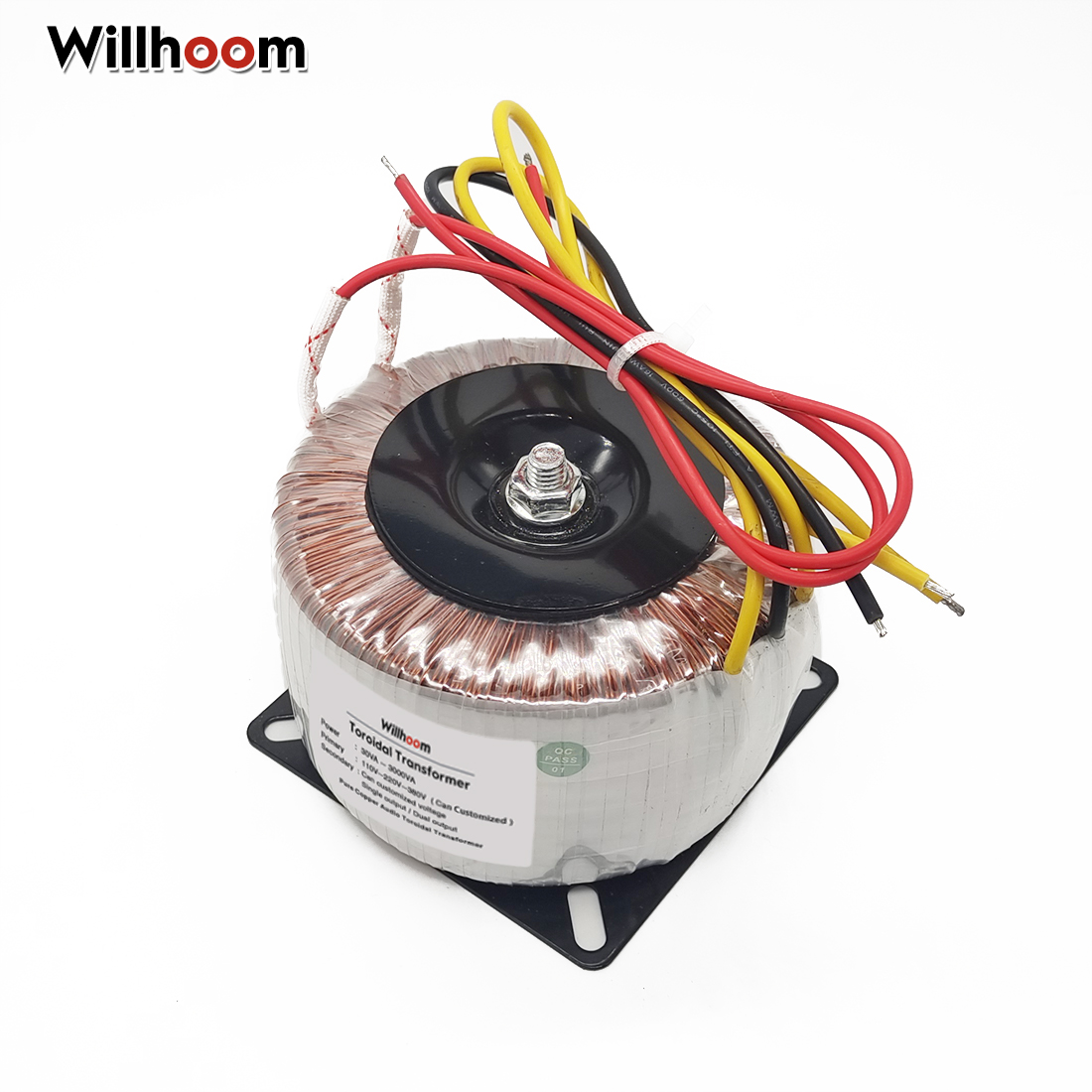 Transformador toroidal 50w, saída dupla, 3 fios, 9v-0-9v/12v-0-12v/24v-0-24v, fio de cobre, amplificador de áudio, entrada 220v 110v, núcleo de anel