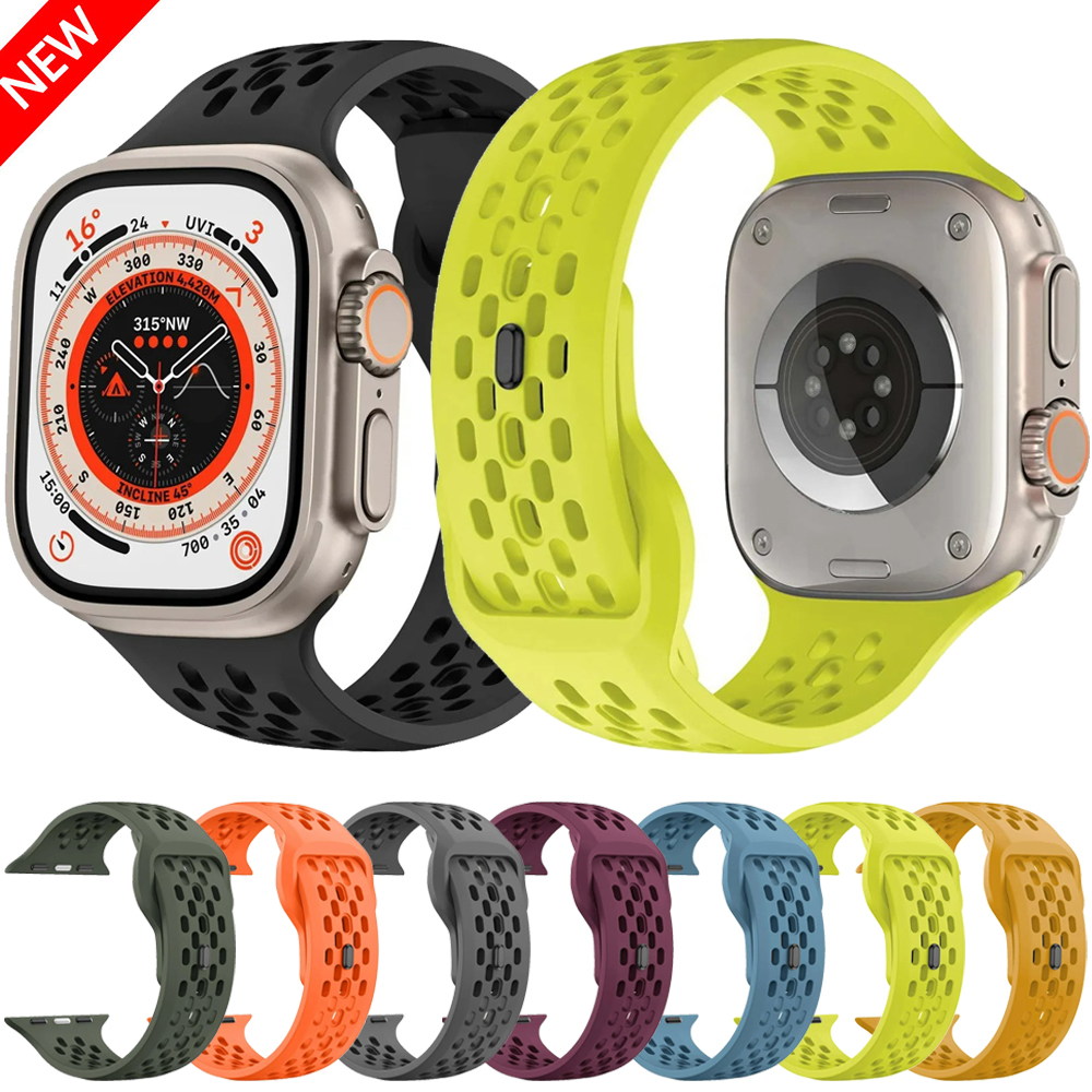 Sports silikonerem til apple watch band 46mm 45mm 44mm 42mm 49mm 41mm 40mm armbånd iwatch serie 10 ultra 9 8 7 6 5 4 se