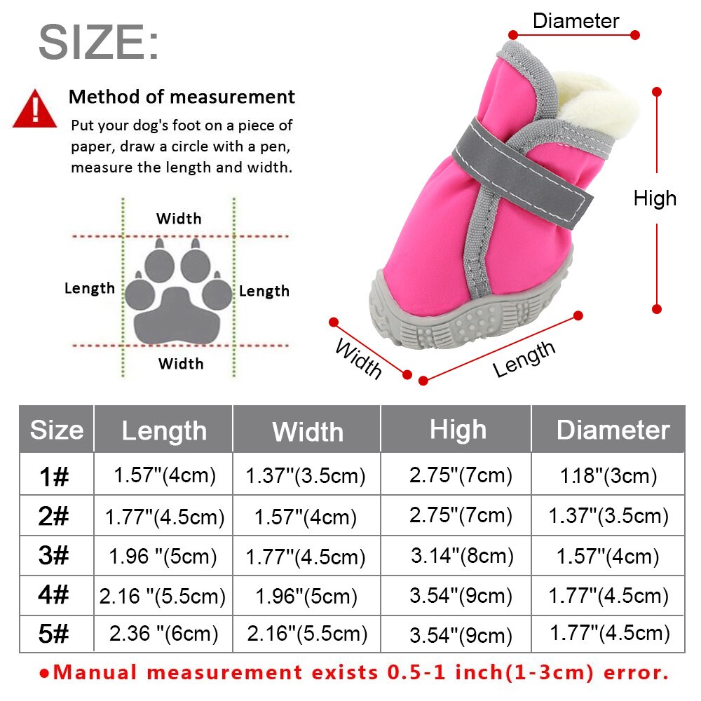 4 Stuks Winter Pet Dog Schoenen Warm Bont Hond Boot Anti Slip Huisdieren Kat Snowboots Waterdichte Reflecterende Honden Schoenen schoeisel Chihuahua