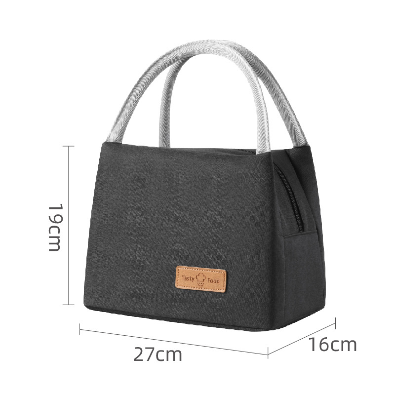 Wasserdichte Tragbare Isolierte Kühltasche Thermische Einfache Leinen Handtasche zu Arbeiten Schulter Gurt Bento Mittagessen Tasche für Lebensmittel: 27x16x19 Schwarz