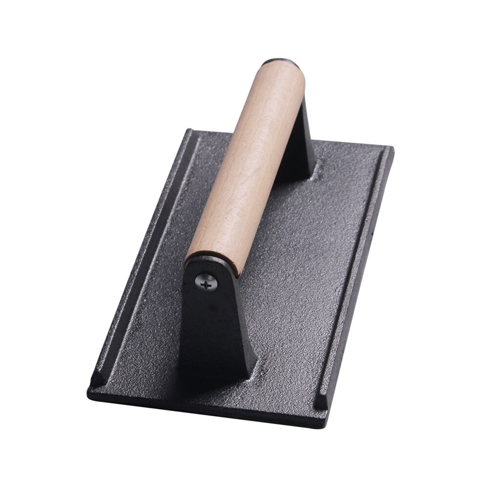 Meat Press Steak BBQ Cast Iron Weight Press Plate With Wooden Handle Grill