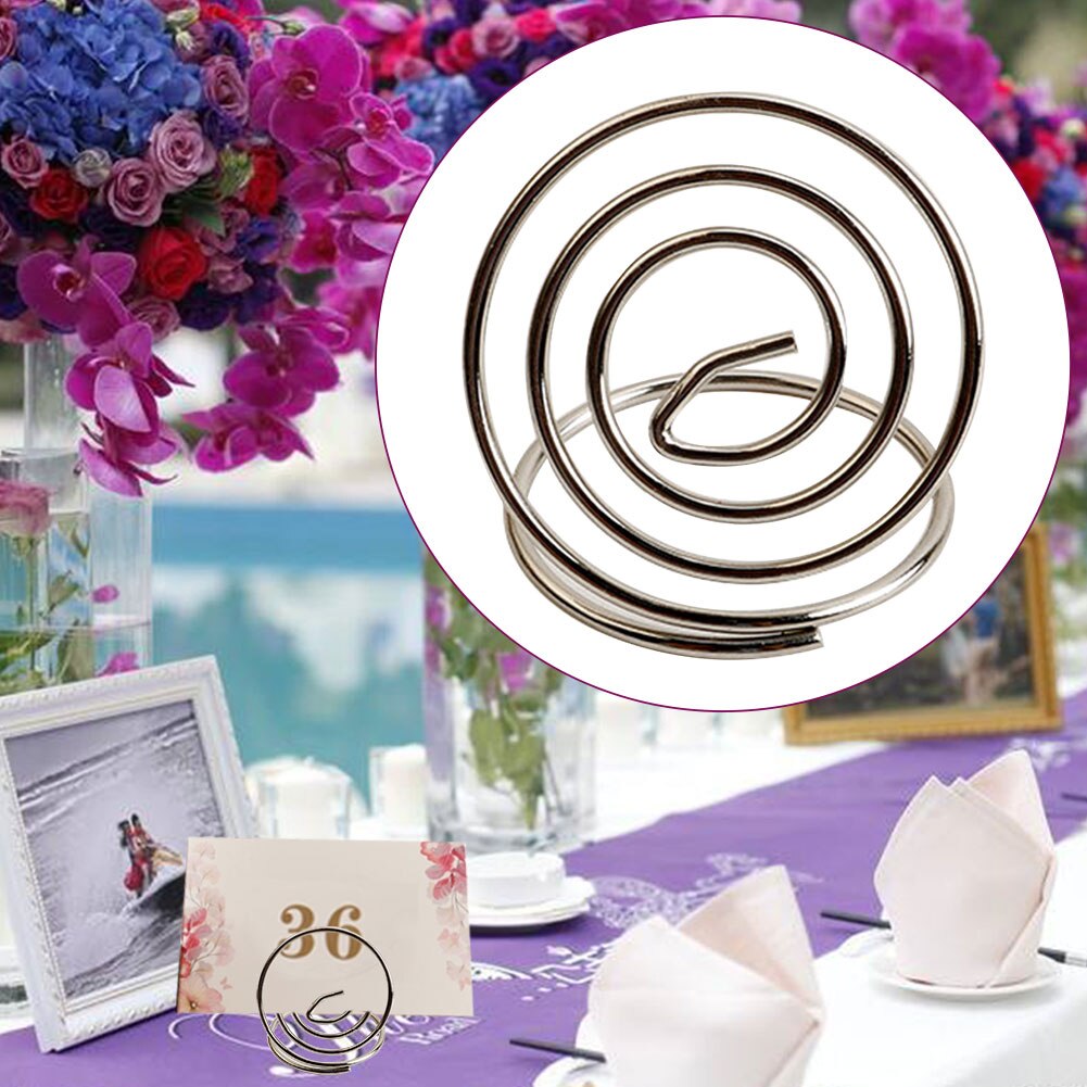20 stk memo noter sted kortholder bryllupsfest restauranter ståltråd fotoklip mini genanvendelig bordindretning dejlige fødselsdage: Rund
