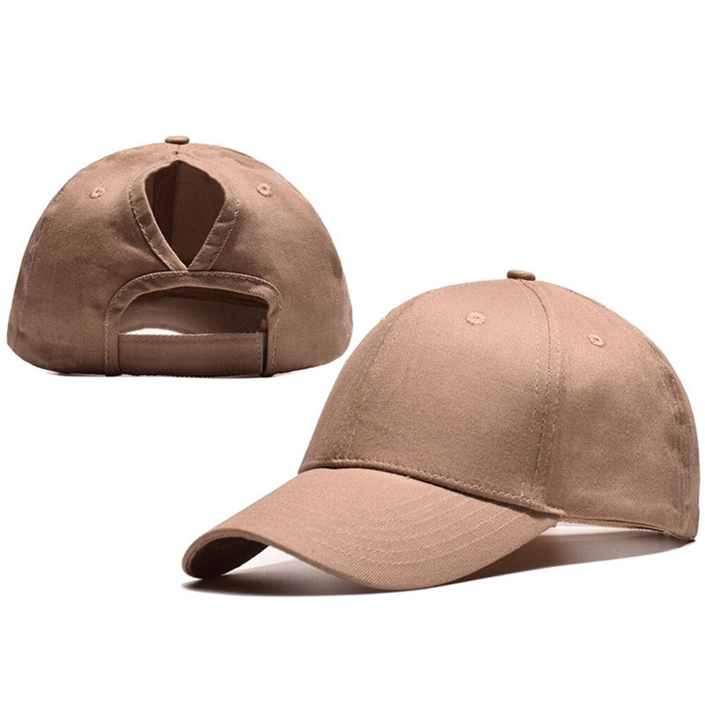 Zomer katoenen paardenstaart baseballpet dames camouflage pet snapback vader hoed knot dame meisjes reishoed klep: Katoen kaki