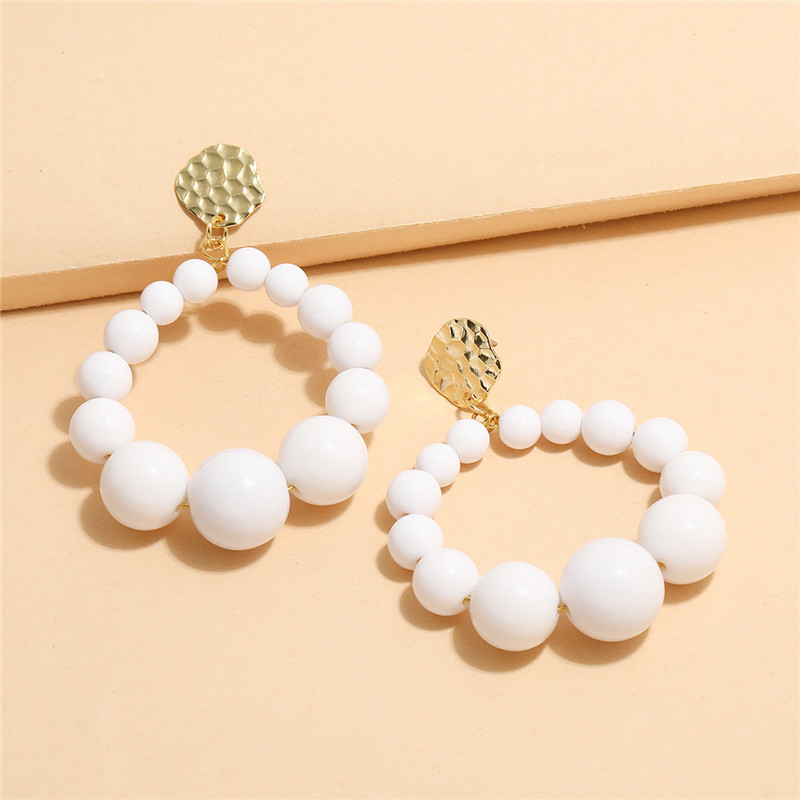 Kolorowe kolczyki w kształcie kropli z koralikami dla kobiet dziewczynki 2021 Trend akrylowe kolczyki w stylu Vintage Hoop kobiece czeski biżuteria Party Beach Gift