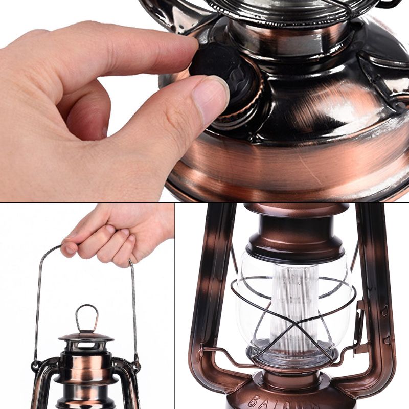 Vintage led lampe lanterne energibesparende håndholdt lommelygte med hængende krog