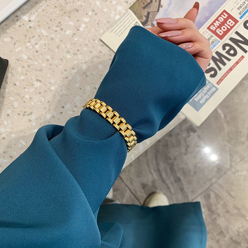 Bezoedelen Gratis Rvs Vergulde Afneembare Polsbandjes Armbanden Armbanden Voor Vrouwen Hiphop Goud Wrap Armbanden