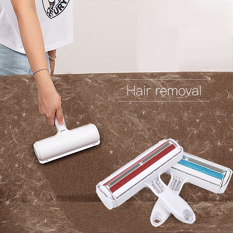 Reusable Pet Hair Remover Roller Two-way Roller Lint Sticking Removing Dog Cat Hair Furniture Carpets Clothing Automatic Clean