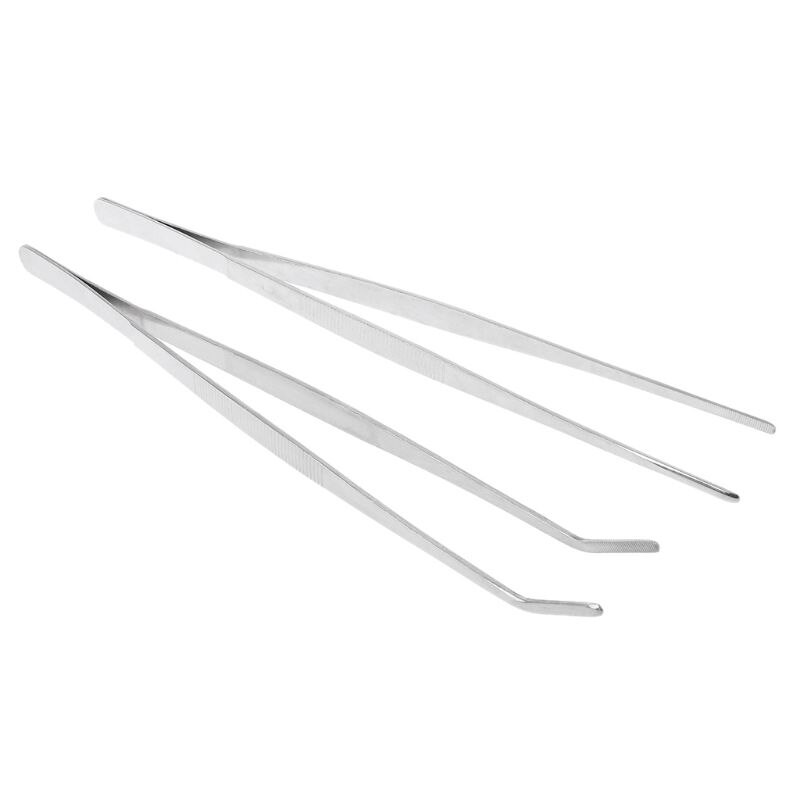 & 2 Stuks 30 cm Reptiel Voeden Tang Pincet Klem Gebogen Rvs Feeder Clip APR29