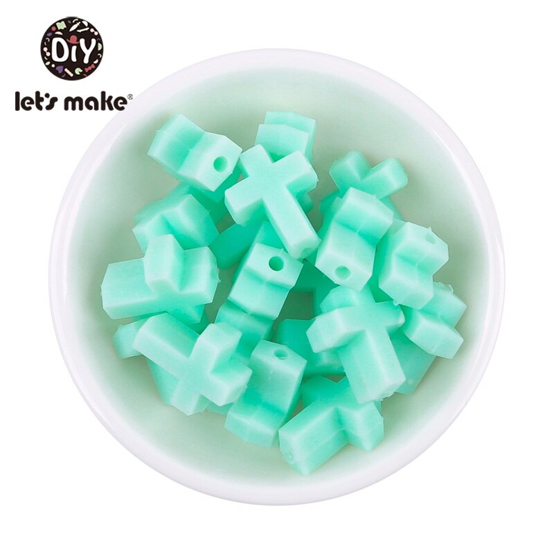 Let's Make-anneau de dentition en Silicone | 50 pièces, petites perles croisées de alimentaire, anneau de dentition de dessin animé, jouet bricolage, perles artisanales pour bébé: 7