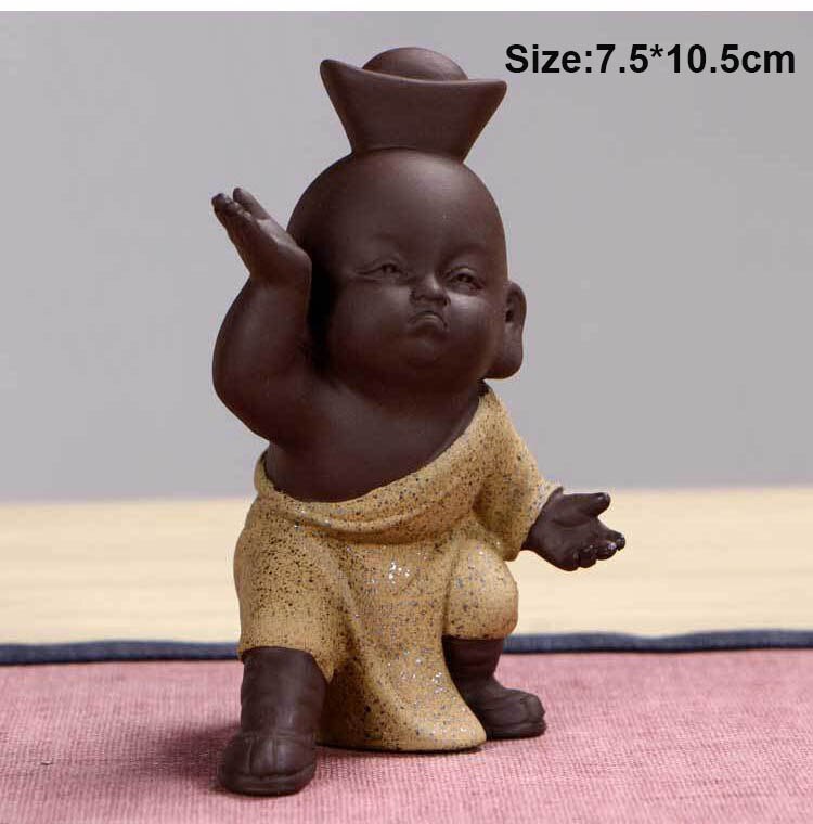 Chinese keramische thee huisdier boeddhabeeld monnik home decor decoratie pee jongen paars zand Thee ornamenten Plassen jongen: Oranje