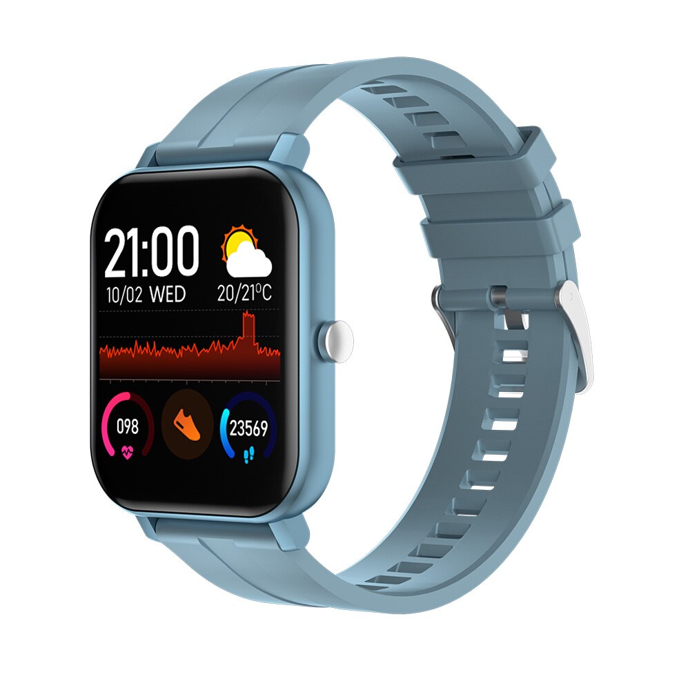 Bakeey MC28 Smartwatch 1.54Inch Dual Menu 'S Hartslag Bloeddruk Zuurstof Monitor Weer Muziek Slimme Horloge Android Ios: Blue silicone