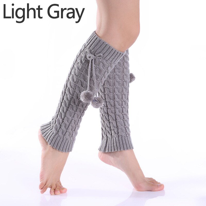 Bein Wärmer Gamaschen Aufladungs-stulpen Oberschenkel Hohe Warm Knit Gestrickte Knie Socken mit Pelz Ball Weihnachten für Frauen mädchen: Grau