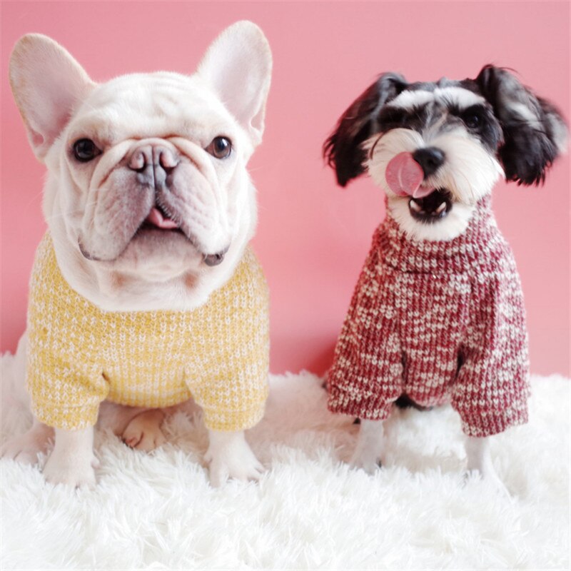 Hunde trøjer forår/efterår hundetøj til små hunde blandet farve blød varm kæledyr strikket frakke chihuahua fransk bulldog s -2xl