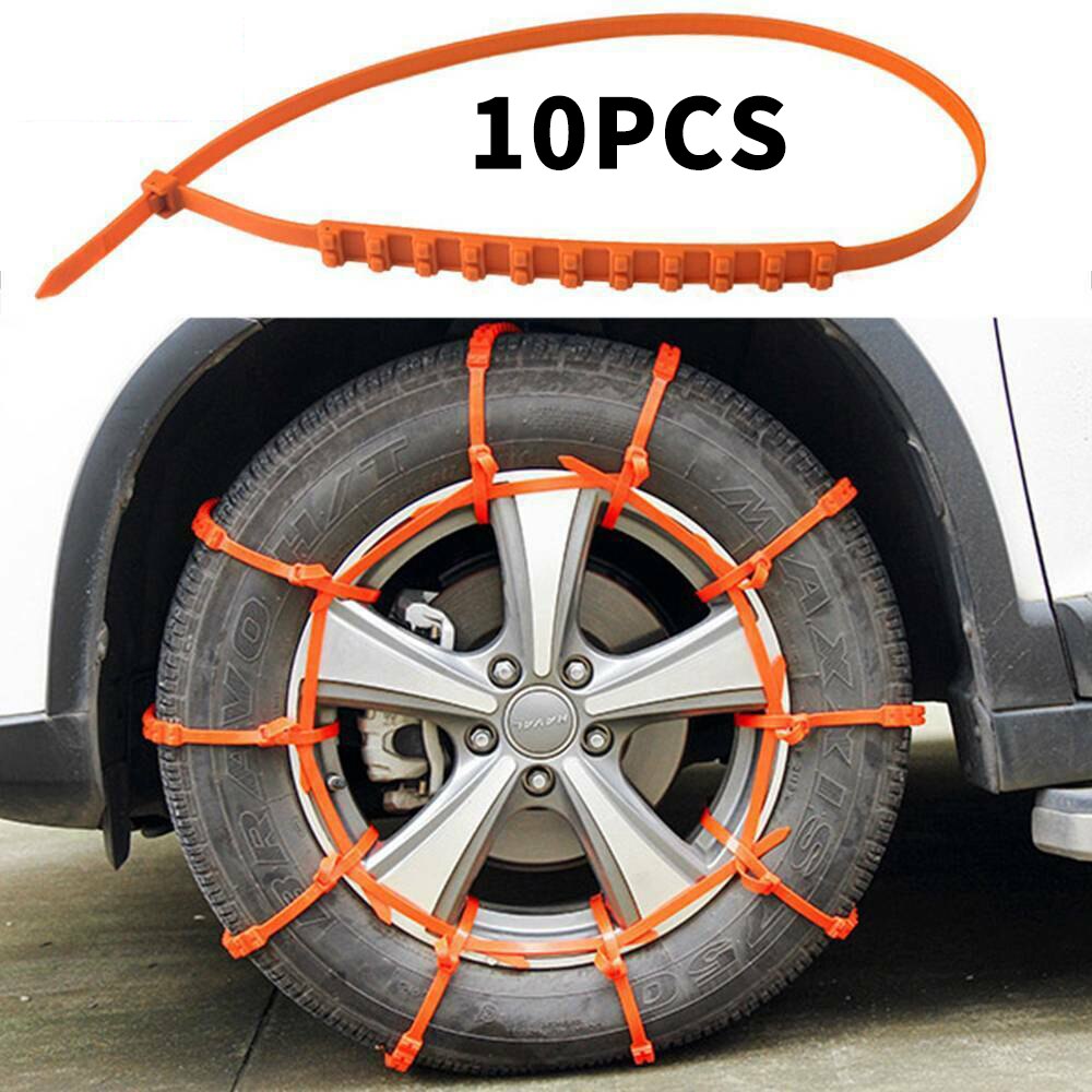 10pz catene da neve per auto pneumatici da neve pneumatici di emergenza fascette antiscivolo in nylon.