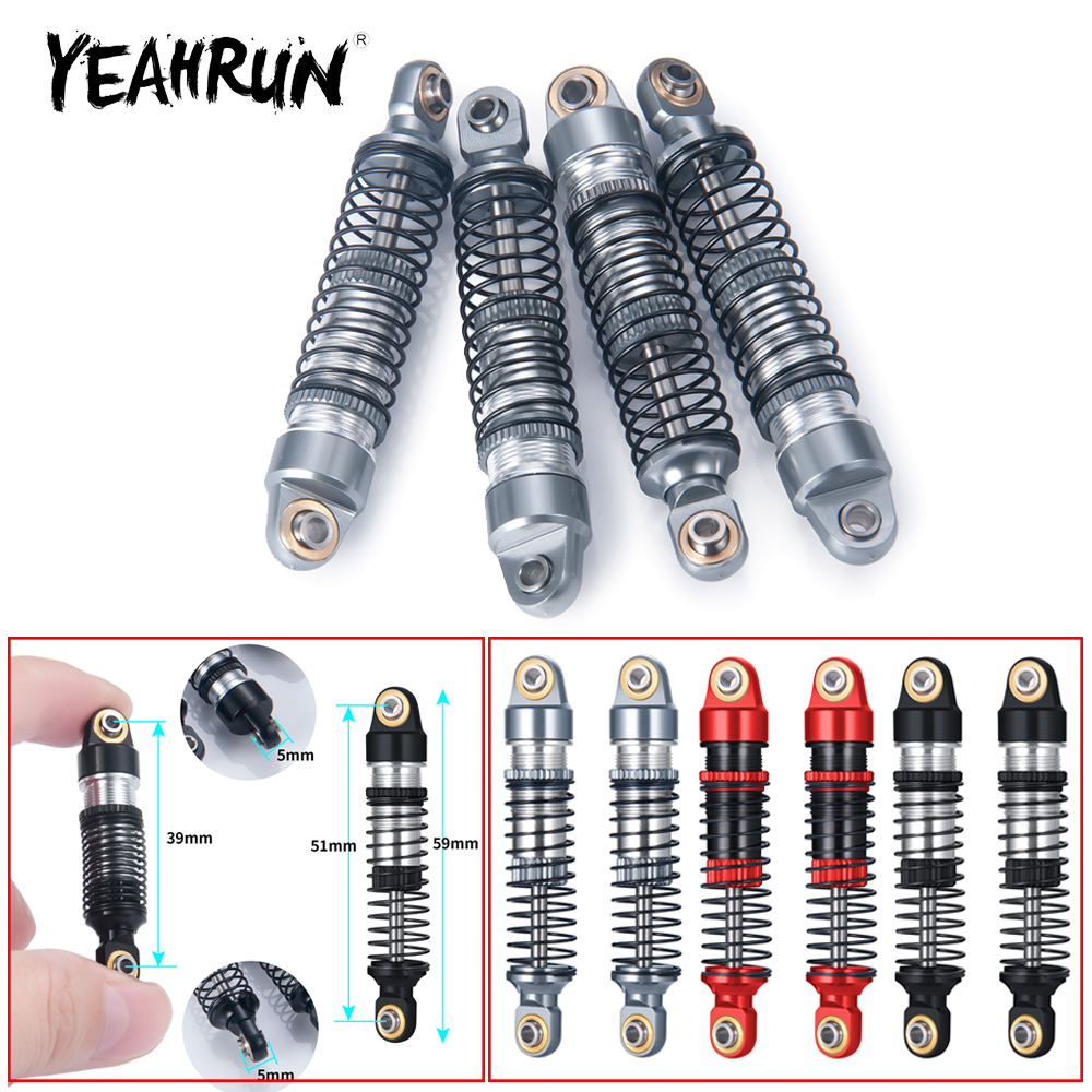 YEAHRUN 4 Uds amortiguador de aleación de aluminio para TRX4M Bronco Defender 1/18 coche trepador de control remoto modelo piezas de mejora