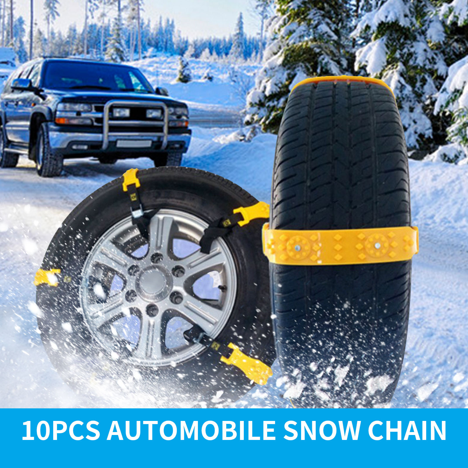 Tire Snow Chains - Universal Heavy Duty Thickened Tire Chains For Winter - Durable Anti-Slipping Adjustable Beef Tendon Chains F